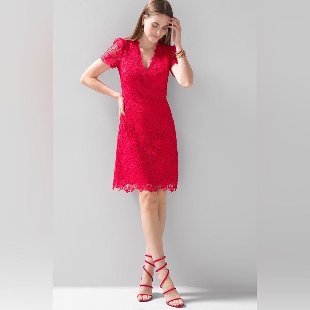 White House Black Market Red Lace Mini Dress
